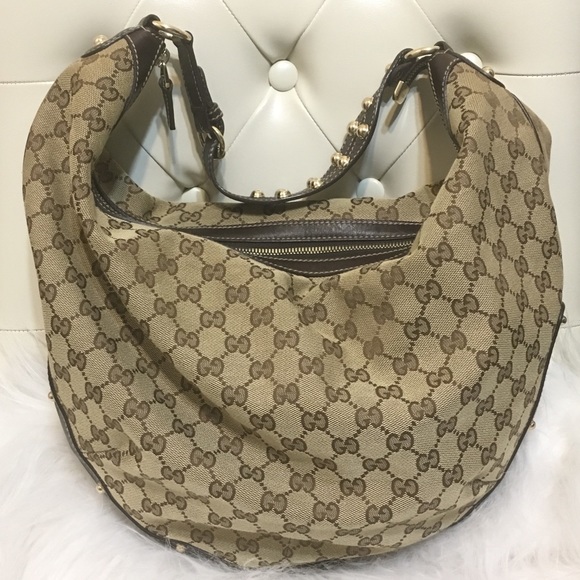 Gucci Handbags - Gucci Half Moon Studded Hobo - Authentic